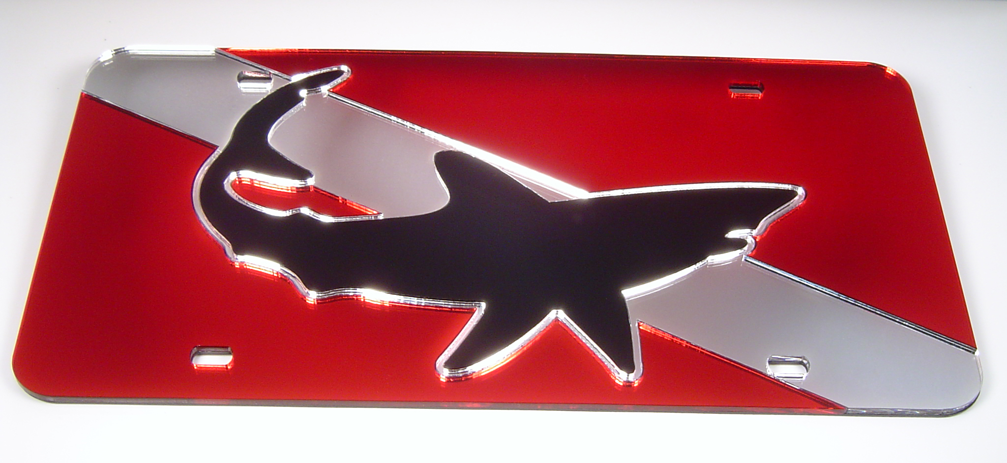 Shark Mirror Dive Flag License Plate Scuba Tag acrylic mirrormade in the USA 